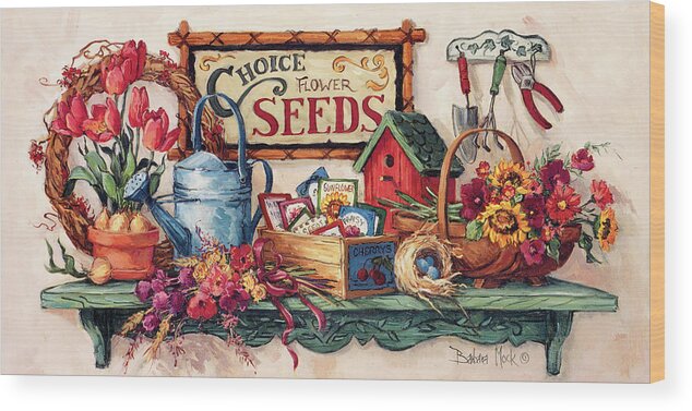 Choice Flower Seeds Wood Print featuring the painting Choice Flower Seeds by Barbara Mock