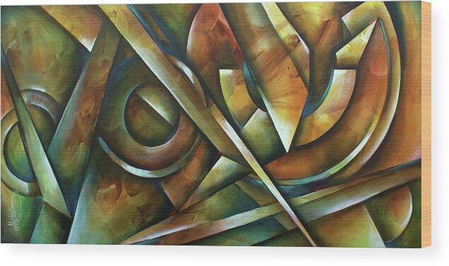 Geometric Wood Print featuring the painting Edges by Michael Lang