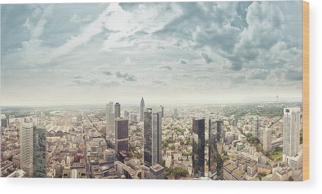 Central Bank Wood Print featuring the photograph Frankfurt Skyscrapers by Ppampicture