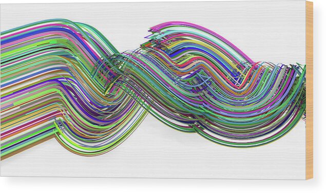 Colorful Wood Print featuring the digital art Lines and Curves 3 by Scott Norris