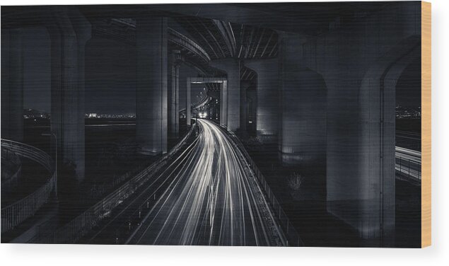 Lighttrails Wood Print featuring the photograph Night Forest by Yoshihiko Wada