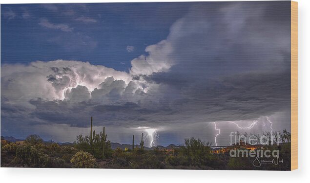 Lightning Wood Print featuring the photograph Out Back Gate Lightning Storm by Joanne West