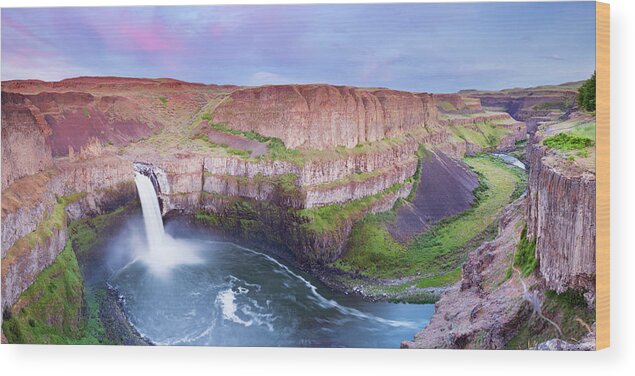 Scenics Wood Print featuring the photograph Palouse Falls In Washington, Usa At Dusk by Sara winter