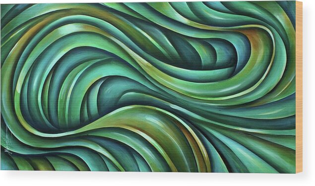 Green Wood Print featuring the painting Ribbons by Michael Lang