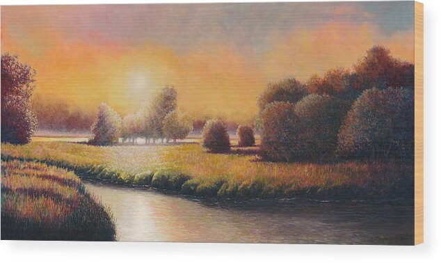 Landscape Wood Print featuring the painting Sunset Serenity by Douglas Castleman