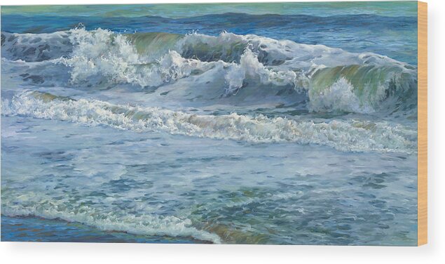 Oceans Wood Print featuring the painting Symphony in blue by Laurie Snow Hein