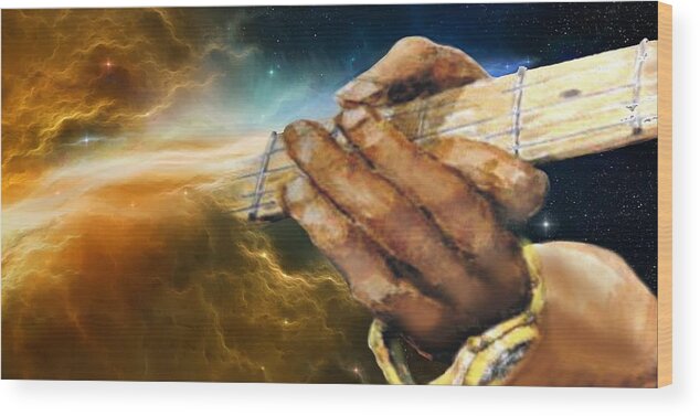  Wood Print featuring the mixed media Terry DeRouen, LA musician by Ric Rice