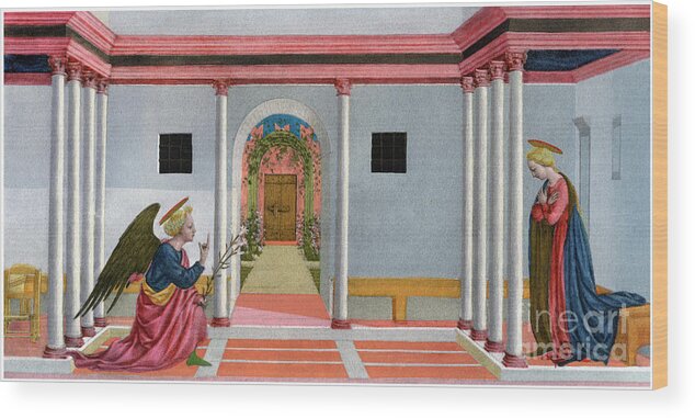 Annunciation Wood Print featuring the drawing The Annunciation, C1445, 1958 by Print Collector