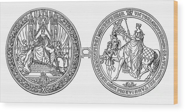 Horse Wood Print featuring the drawing The Great Seal Of Queen Victoria, C1895 by Print Collector