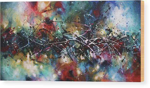 Abstract Wood Print featuring the painting Uncharted by Michael Lang