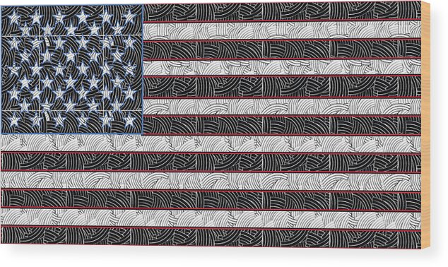 Usa Wood Print featuring the digital art United States of America Flag Art Deco by Cecely Bloom