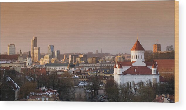 Tranquility Wood Print featuring the photograph Vilnius Panorama, Lithuania by Daugirdas Tomas Racys