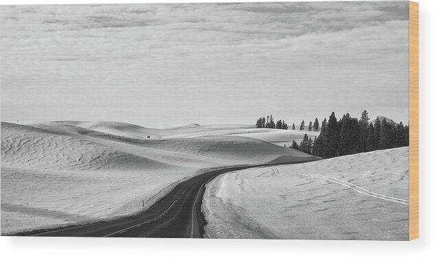 Winter Wood Print featuring the photograph Winter Country Road 2 BW by Tatiana Travelways