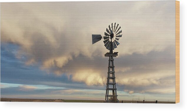 Kansas Wood Print featuring the photograph Wooden Windmill 02 by Rob Graham