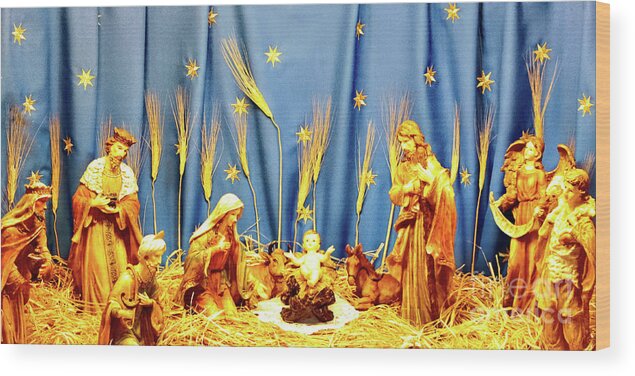 Christmas Wood Print featuring the photograph Nativity Scene at Nativity Church #1 by Munir Alawi