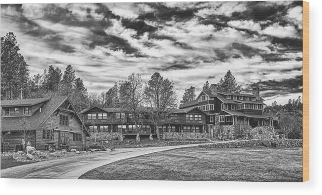State Game Lodge Wood Print featuring the photograph The State Game Lodge -Custer State Park, South Dakota #1 by Mountain Dreams