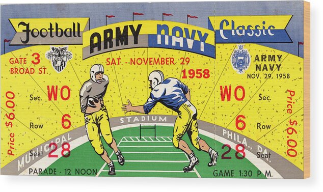 1958 Army Navy Football Game Wood Print featuring the mixed media 1958 Army vs. Navy by Row One Brand