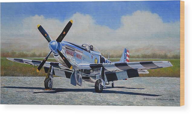 Aviation Art Wood Print featuring the painting Airshow Mustang #2 by Douglas Castleman