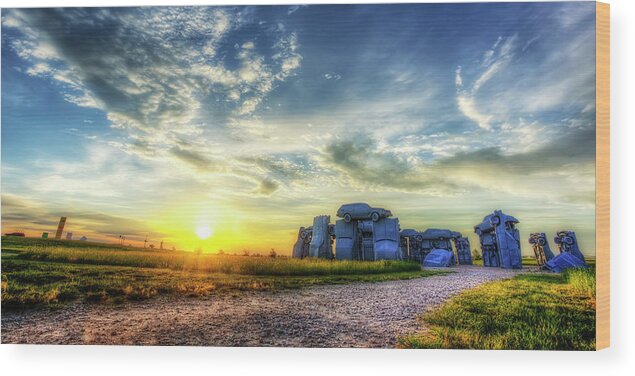 Carhenge Wood Print featuring the photograph A Little June Heat by Steve Sullivan