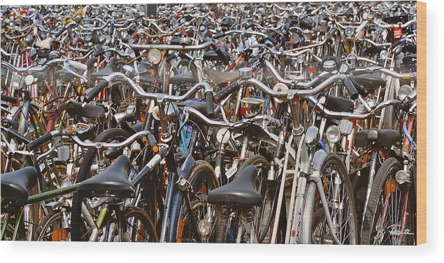 Bicycles Wood Print featuring the photograph A Whole Bunch a Bicycles by Joe Bonita