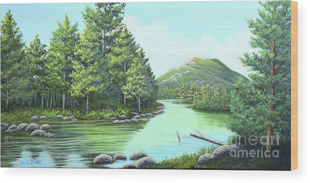 Approaching Wood Print featuring the painting Approaching Katahdin by Sarah Irland