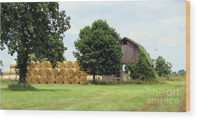 Barn Wood Print featuring the photograph Barn and Hay Bales 8328 by Jack Schultz