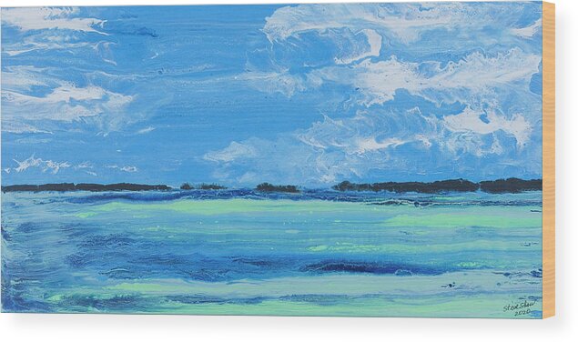 Seascape Wood Print featuring the painting Bluefish Channel by Steve Shaw