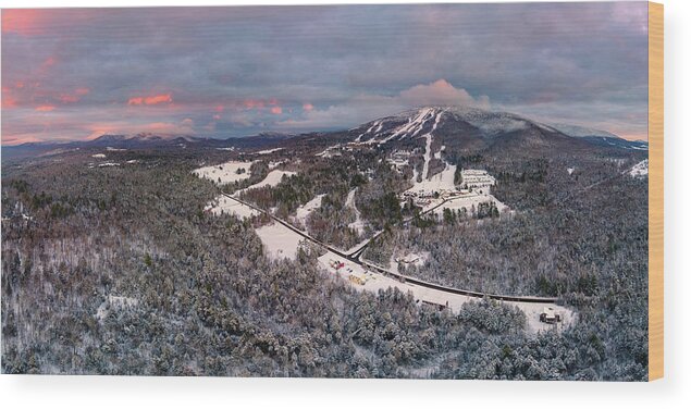 2021 Wood Print featuring the photograph Burke Mountain, VT at Sunset by John Rowe