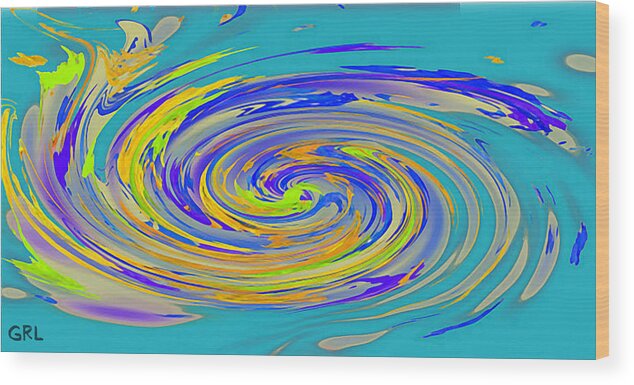 Cosmos Wood Print featuring the digital art Cosmos4 Iwarp Swirl Bright Blue Digital Abstract Original Fine Art Work by G Linsenmayer