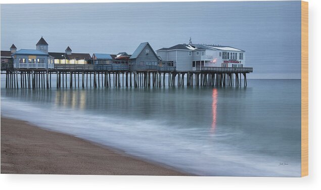 Landscape Wood Print featuring the photograph Dawn at Old Orchard Beach Pier by Betty Denise