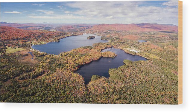 Aerial Wood Print featuring the photograph Island Pond Vermont - October 2016 by John Rowe