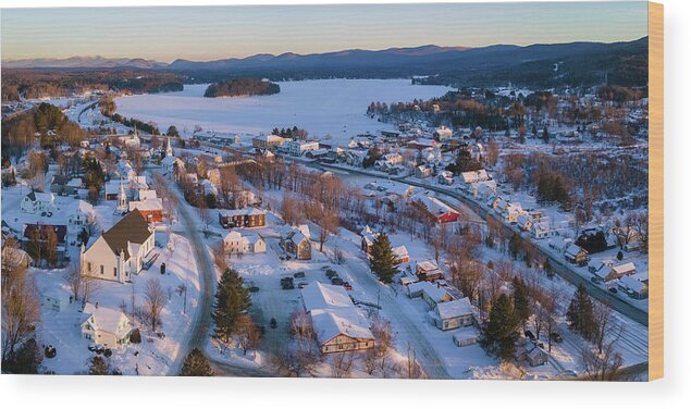 2021 Wood Print featuring the photograph Island Pond, VT At Sunset by John Rowe