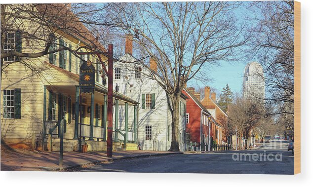 Winston Salem Wood Print featuring the photograph Old Salem Street 9908 by Jack Schultz