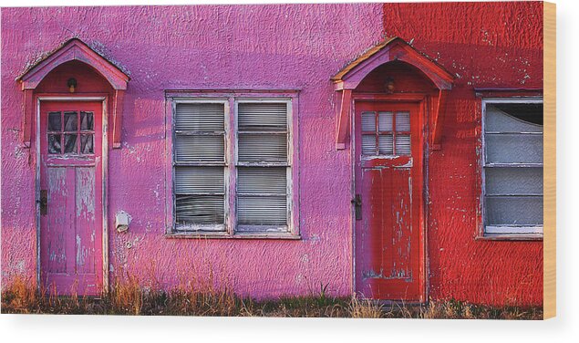 Motel Wood Print featuring the photograph Pink and Red by Steve Sullivan