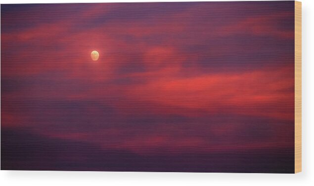 Clouds Wood Print featuring the photograph Red Moon by Steve Sullivan