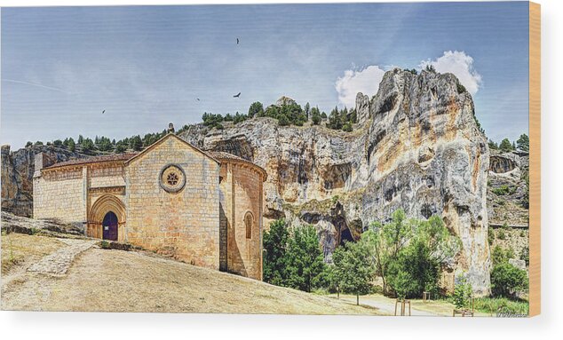 Templar Hermitage Wood Print featuring the photograph Romanesque Mountain Church - Short Vintage version by Weston Westmoreland