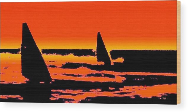 Sailiing Wood Print featuring the photograph Sailing In Paradise - Silhouette by VIVA Anderson