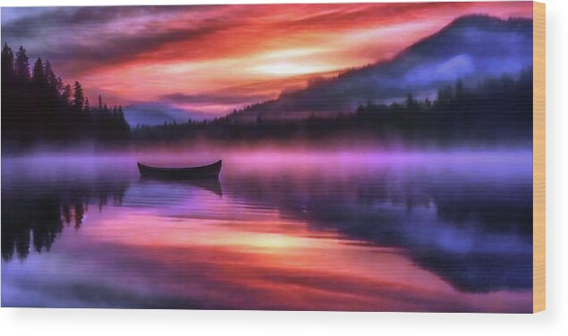 Serene Lake Wood Print featuring the digital art Serene Lake by Reynaldo Williams