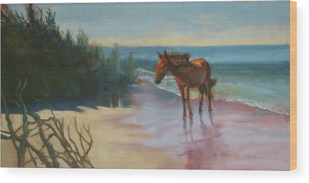 Wild Horse Wood Print featuring the painting Shackleford Wild by Marguerite Chadwick-Juner