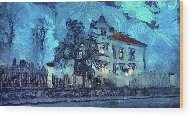 Stormy Night Wood Print featuring the painting Stormy night by George Rossidis