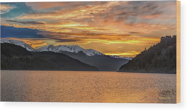 Sunset Wood Print featuring the photograph Sunset at Lake Dillon Panorama by Stephen Johnson