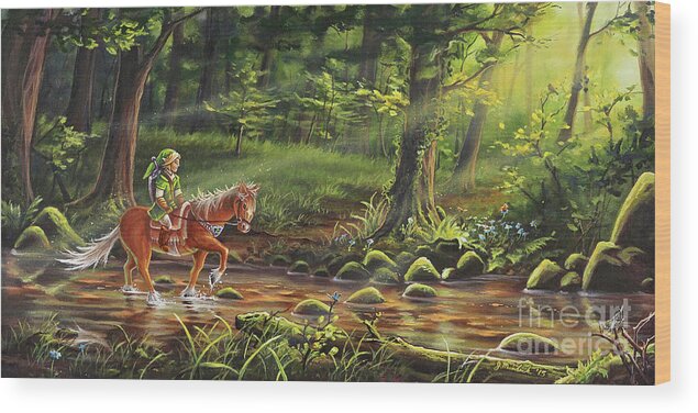 Landscape Wood Print featuring the painting The Journey Begins by Joe Mandrick