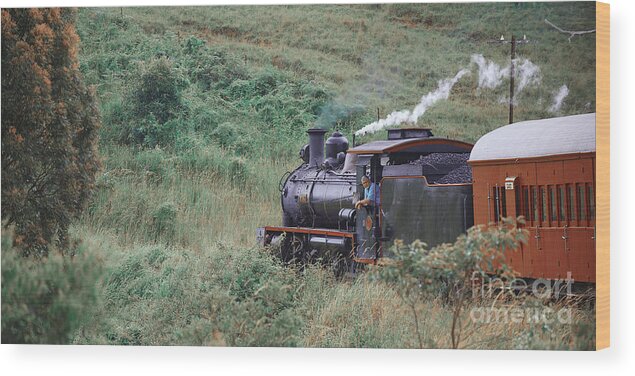 Train Wood Print featuring the photograph Through the Countryside by Russell Brown