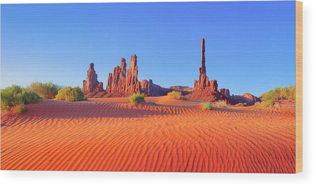 Arizona Landmark Wood Print featuring the photograph Totem Pole panoramic by Giovanni Allievi