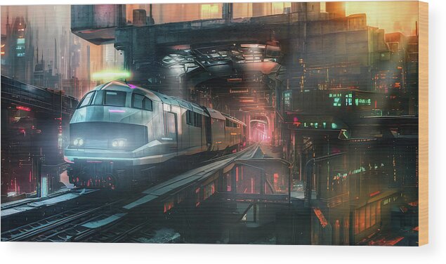 Train Wood Print featuring the digital art Train - The Miners Convoy by Micah Offman