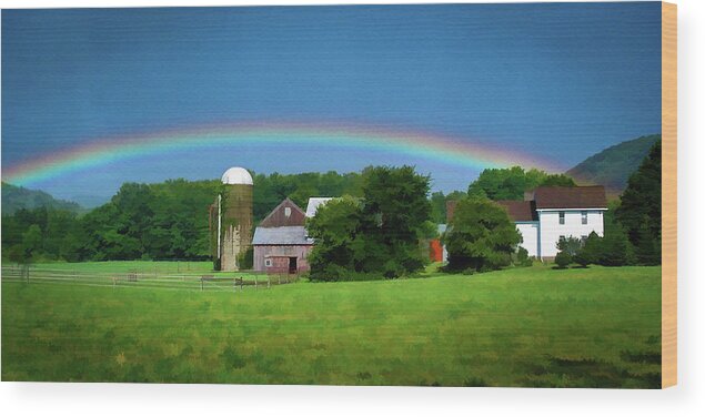 Lisa Wood Print featuring the digital art Under the Rainbow by Monroe Payne