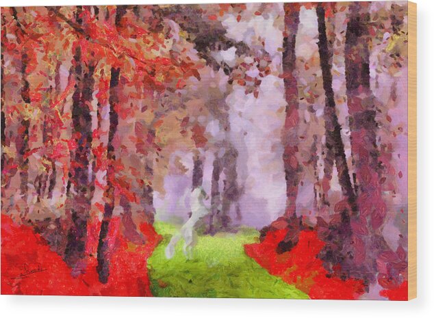 Rossidis Wood Print featuring the painting Dream forest by George Rossidis