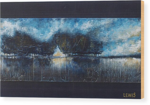 Landscape Wood Print featuring the painting Make by Ellen Lewis