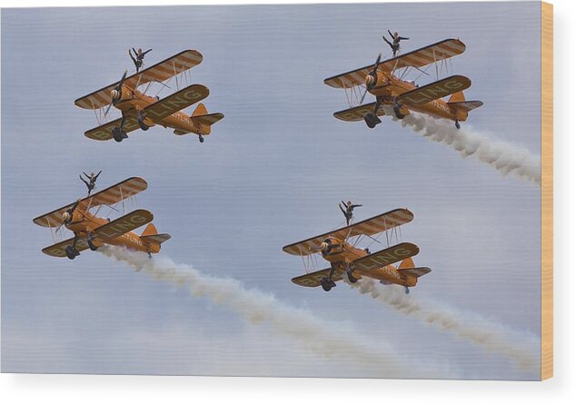 Wingwalkers Wood Print featuring the photograph Wingwalkers Perfect Sync by Maj Seda