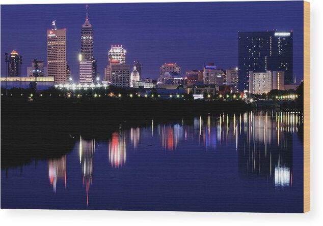 Indianapolis Wood Print featuring the photograph Deep Blue Indy by Frozen in Time Fine Art Photography